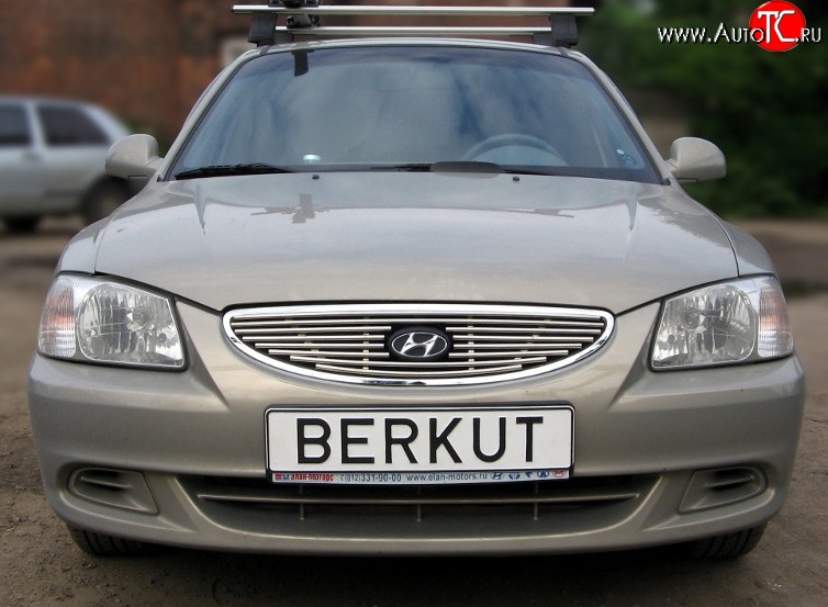 4 199 р. Декоративная вставка решетки радиатора Berkut Hyundai Accent седан ТагАЗ (2001-2012)