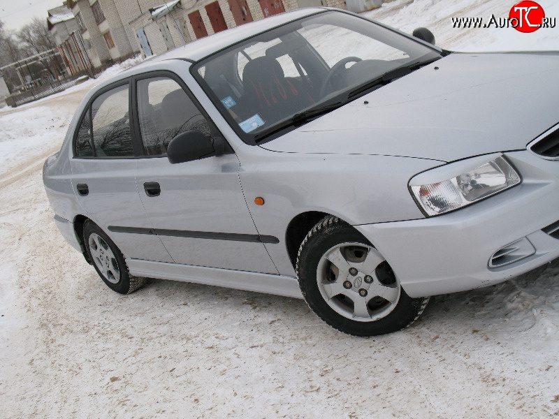 1 259 р. Реснички Classic-Style на фары  Hyundai Accent  седан ТагАЗ (2001-2012) (Неокрашенные)