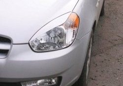 1 649 р. Реснички на фары CT v1 Hyundai Accent MC седан (2005-2011) (Неокрашенные). Увеличить фотографию 1