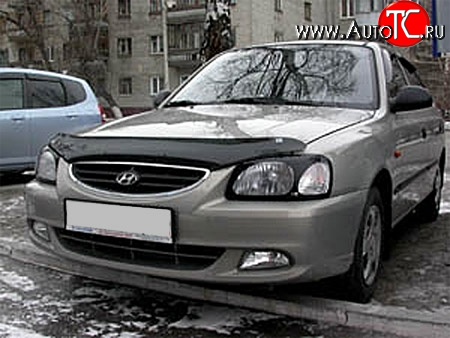1 484 р. Защита передних фар NovLine (очки) . Hyundai Accent седан ТагАЗ (2001-2012)