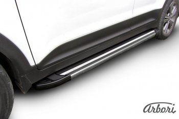 23 399 р. Порожки для ног Arbori Luxe Black Hyundai Creta GS дорестайлинг (2015-2019). Увеличить фотографию 1