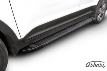 21 849 р. Порожки для ног Arbori Optima Black Hyundai Creta GS дорестайлинг (2015-2019). Увеличить фотографию 1