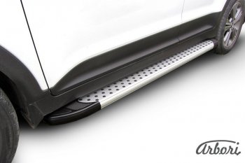 19 599 р. Порожки для ног Arbori Standart Silver Hyundai Creta GS дорестайлинг (2015-2019). Увеличить фотографию 1