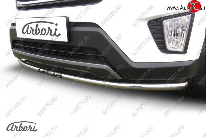 14 579 р. Защита переднего бампера Arbori (с надписью, нержавейка, 1 труба d42 mm).  Hyundai Creta  GS (2015-2021)