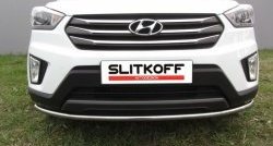 Одинарная защита переднего бампера диаметром 42 мм Slitkoff Hyundai Creta GS рестайлинг (2019-2021)