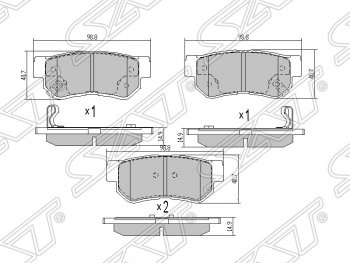 849 р. Колодки тормозные SAT (задние)  Hyundai Elantra  XD - Sonata ( Y3,  NF). Увеличить фотографию 1