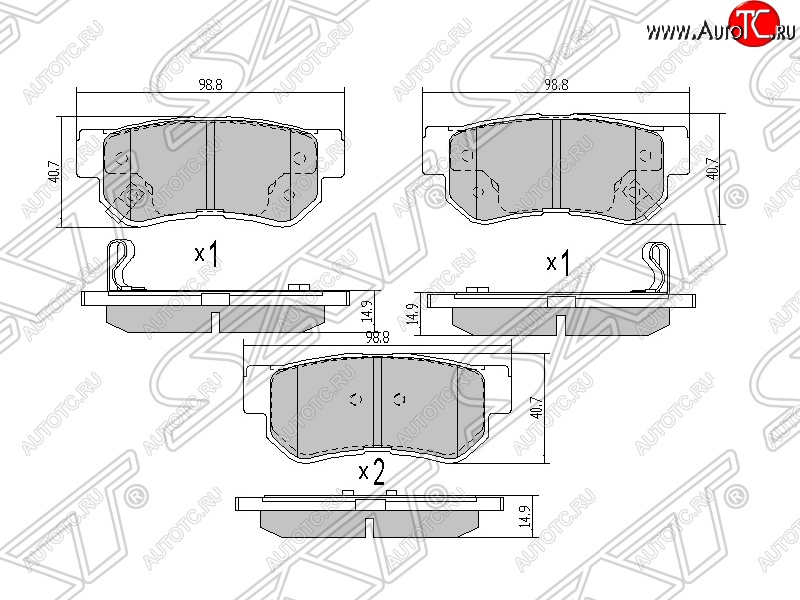 849 р. Колодки тормозные SAT (задние)  Hyundai Elantra  XD - Sonata ( Y3,  NF)