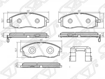 1 699 р. Колодки тормозные SAT (передние)  Hyundai Porter ( 3 AU, KR,  HR) - Starex/H1  A1. Увеличить фотографию 1