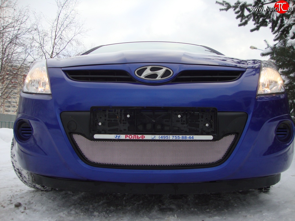 1 299 р. Сетка на бампер Russtal (хром)  Hyundai i20  1 PB (2008-2012)