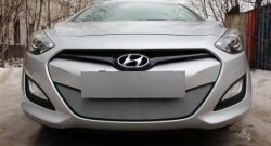 1 299 р. Сетка на бампер Russtal (хром)  Hyundai I30  2 GD (2011-2015). Увеличить фотографию 1