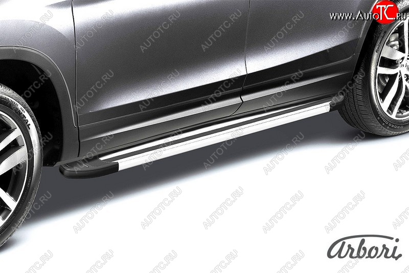 11 789 р. Порожки для ног Arbori Luxe Silver Hyundai IX35 1 LM дорестайлинг (2009-2013)