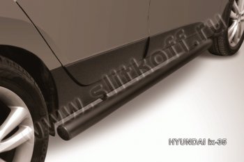 9 199 р. Защита порогов из трубы d76 Slitkoff  Hyundai IX35  1 LM (2009-2018) (Цвет: серебристый). Увеличить фотографию 1