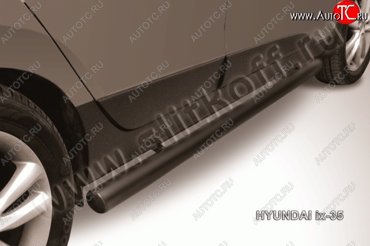 9 199 р. Защита порогов из трубы d76 Slitkoff  Hyundai IX35  1 LM (2009-2018) (Цвет: серебристый)