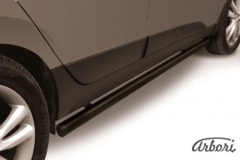 6 299 р. Защита заднего бампера Arbori (черная, 1 труба d57 mm).  Hyundai IX35  1 LM (2009-2018). Увеличить фотографию 1
