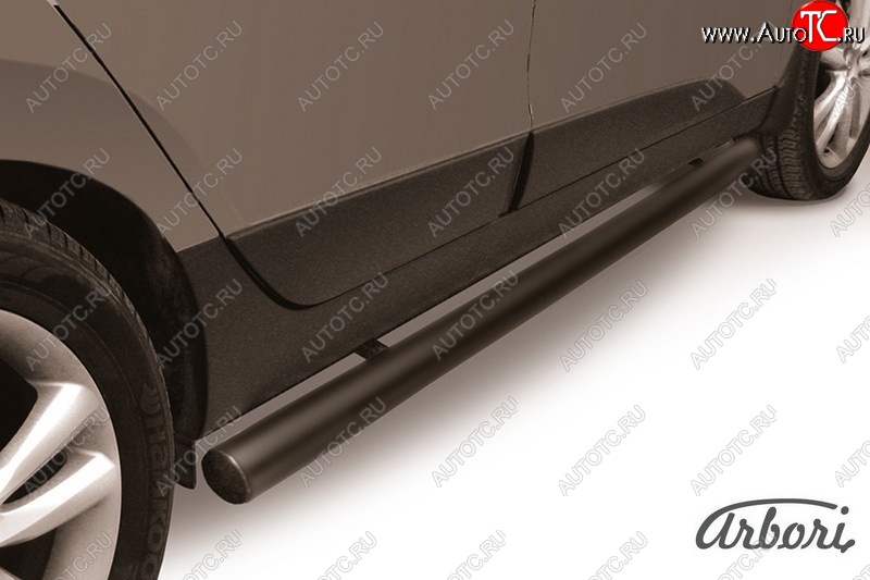 7 199 р. Защита штатных порогов Arbori (черная, d76 mm).  Hyundai IX35  1 LM (2009-2018)