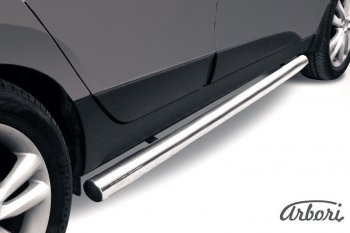 Защита штатных порогов Arbori (нержавейка, d76 mm). Hyundai IX35 1 LM рестайлинг (2013-2018)
