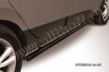7 999 р. Защита порогов из трубы d57 Slitkoff  Hyundai IX35  1 LM (2009-2018) (Цвет: серебристый). Увеличить фотографию 1