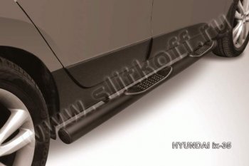 10 249 р. Защита порогов из трубы d76 Slitkoff (с проступью)  Hyundai IX35  1 LM (2009-2018) (Цвет: серебристый). Увеличить фотографию 1