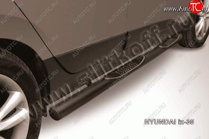 10 249 р. Защита порогов из трубы d76 Slitkoff (с проступью)  Hyundai IX35  1 LM (2009-2018) (Цвет: серебристый)