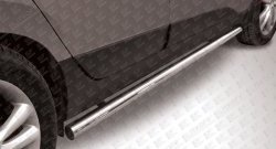 11 449 р. Защита порогов из круглой трубы диаметром 57 мм Slitkoff  Hyundai IX35  1 LM (2009-2018) (Нержавейка, Полированная). Увеличить фотографию 1