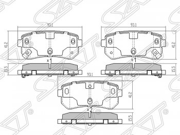 569 р. Колодки тормозные SAT (задние) Hyundai IX35 1 LM дорестайлинг (2009-2013). Увеличить фотографию 1