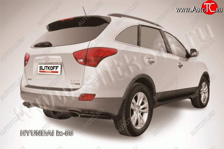 4 949 р. Защита заднего бампера из уголков d57 Slitkoff  Hyundai IX55 (2008-2012) (Цвет: серебристый)