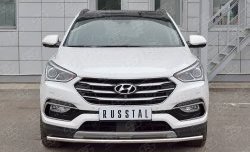 10 949 р. Защита переднего бампера (Ø42 мм, нержавейка, Premium) Russtal  Hyundai Santa Fe  3 DM (2015-2019). Увеличить фотографию 1