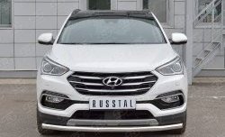 12 499 р. Защита переднего бампера (Ø63 мм, нержавейка, Premium) Russtal  Hyundai Santa Fe  3 DM (2015-2019). Увеличить фотографию 1
