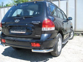 3 999 р. Защита заднего бампера из уголков d57 Slitkoff  Hyundai Santa Fe  1 (2000-2012) (Цвет: серебристый). Увеличить фотографию 1