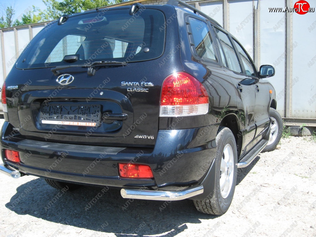 3 999 р. Защита заднего бампера из уголков d57 Slitkoff  Hyundai Santa Fe  1 (2000-2012) (Цвет: серебристый)