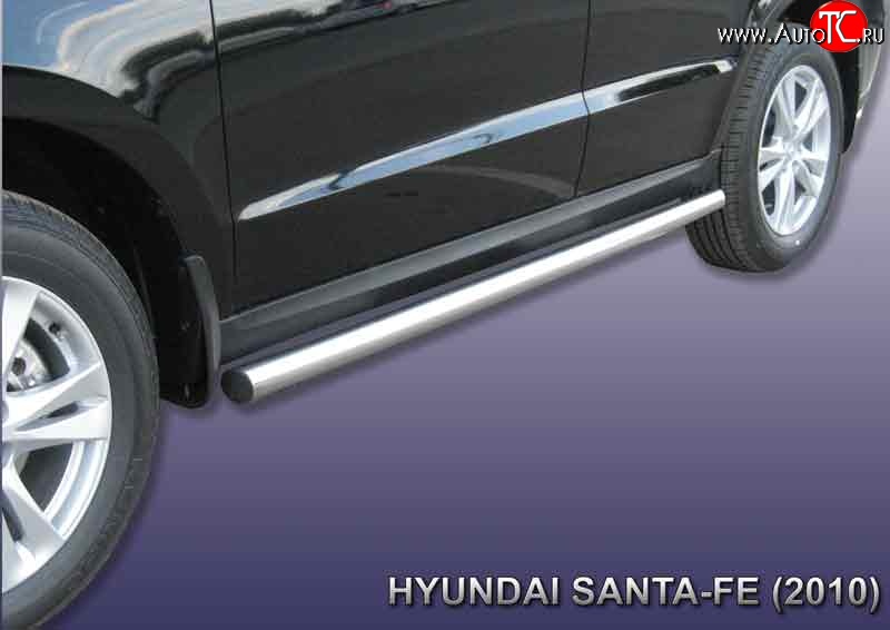 11 299 р. Защита порогов из круглой трубы диаметром 57 мм Slitkoff Hyundai Santa Fe 2 CM рестайлинг (2009-2012) (Нержавейка, Полированная)