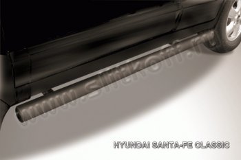 Защита порогов из трубы d76 Slitkoff Hyundai Santa Fe 1 SM (2000-2012)