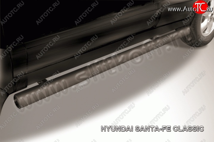 8 349 р. Защита порогов из трубы d76 Slitkoff Hyundai Santa Fe 1 SM (2000-2012) (Цвет: серебристый)