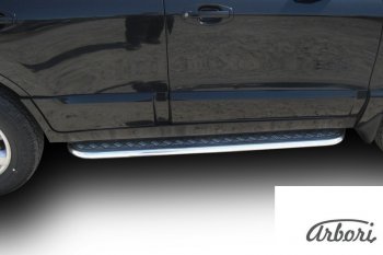 Защита штатных порогов с листом Arbori (труба - нержавейка d42, лист - алюминий) Hyundai Santa Fe 1 SM (2000-2012)