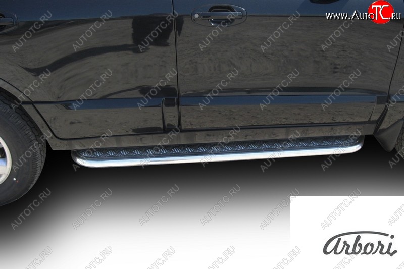 14 219 р. Защита штатных порогов с листом Arbori (труба - нержавейка d42, лист - алюминий)  Hyundai Santa Fe  1 (2000-2012)