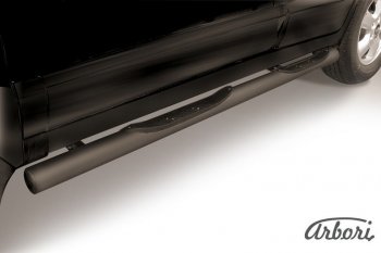 Защита штатных порогов Arbori (с проступью, черная, d76 mm). Hyundai Santa Fe 1 SM (2000-2012)