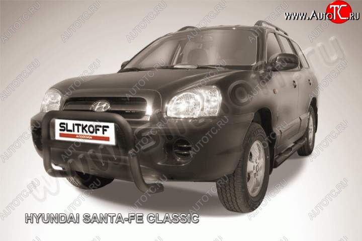 13 499 р. Кенгурятник d57 Slitkoff (низкий) Hyundai Santa Fe 1 SM (2000-2012) (Цвет: серебристый)