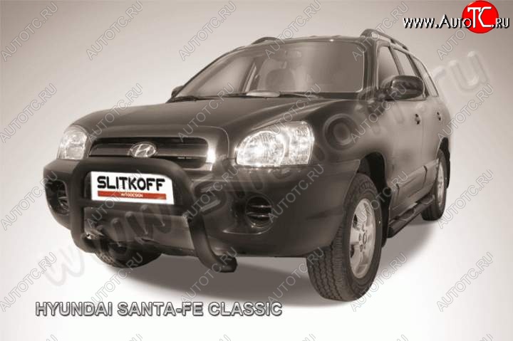18 549 р. Кенгурятник d76 Slitkoff (низкий) Hyundai Santa Fe 1 SM (2000-2012) (Цвет: серебристый)