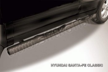 Защита порогов из трубы d76 Slitkoff (с проступью) Hyundai (Хюндаи) Santa Fe (Санта)  1 (2000-2012) 1 SM