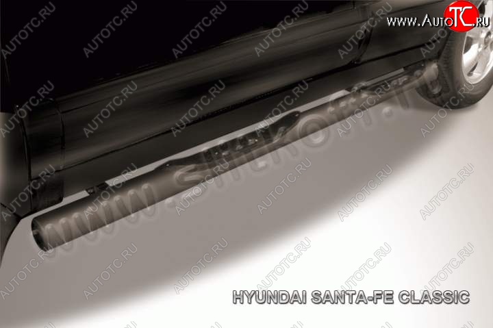 9 749 р. Защита порогов из трубы d76 Slitkoff (с проступью)  Hyundai Santa Fe  1 (2000-2012) (Цвет: серебристый)