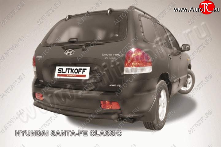 3 589 р. Защита заднего бампера из трубы d57 Slitkoff (дуга)  Hyundai Santa Fe  1 (2000-2012) (Цвет: серебристый)