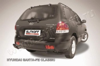 Защита заднего бампера из уголков d57+d42 Slitkoff (двойные) Hyundai Santa Fe 1 SM (2000-2012)