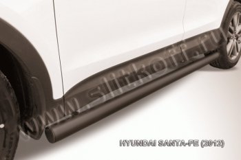 12 499 р. Защита порогов из трубы d76 Slitkoff Hyundai Santa Fe 3 DM дорестайлинг (2012-2016) (Цвет: серебристый). Увеличить фотографию 1