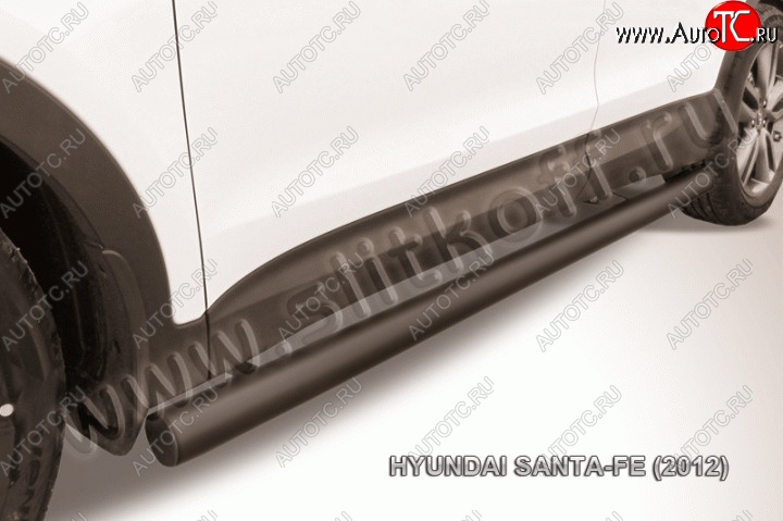 12 499 р. Защита порогов из трубы d76 Slitkoff Hyundai Santa Fe 3 DM дорестайлинг (2012-2016) (Цвет: серебристый)