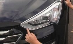 4 199 р. Накладки на фары СТ v2 Hyundai Santa Fe 3 DM дорестайлинг (2012-2016) (Неокрашенные). Увеличить фотографию 1