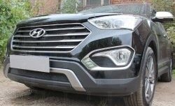Защитная сетка на бампер Russtal Hyundai (Хюндаи) Grand Santa Fe (гранд)  1 DM (2013-2016) 1 DM дорестайлинг  (черная)