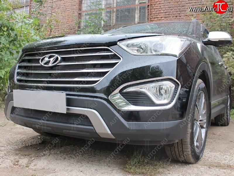 1 469 р. Защитная сетка на бампер Russtal  Hyundai Grand Santa Fe  1 DM (2013-2016) (черная)