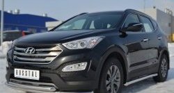 20 749 р. Защита переднего бампера (2 трубыØ63 мм, нержавейка) SLITKOFF  Hyundai Santa Fe  DM (2012-2016) дорестайлинг. Увеличить фотографию 4