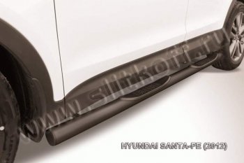 10 699 р. Защита порогов из трубы d76 Slitkoff (с проступью)  Hyundai Santa Fe  3 DM (2012-2016) (Цвет: серебристый). Увеличить фотографию 1