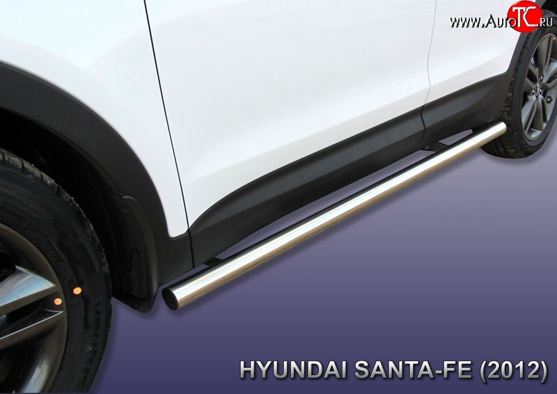 11 649 р. Защита порогов из круглой трубы диаметром 57 мм Slitkoff Hyundai Santa Fe 3 DM дорестайлинг (2012-2016) (Нержавейка, Полированная)